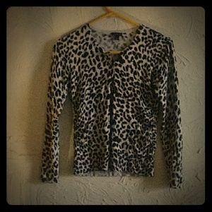 Ann Taylor Silk/cotton/cashmere animal print cardi